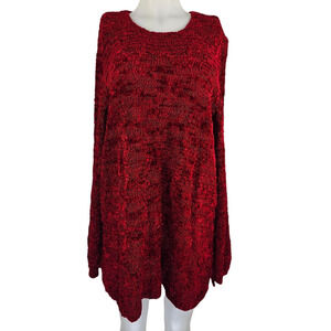 Avenue Beautiful Knit Marbled Red Winter Warm Sweater Women's 18/20 NWT